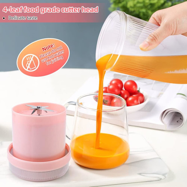 1 st (Rosa) Bärbar Blenderflaska, USB Laddningsbar Mini Juice