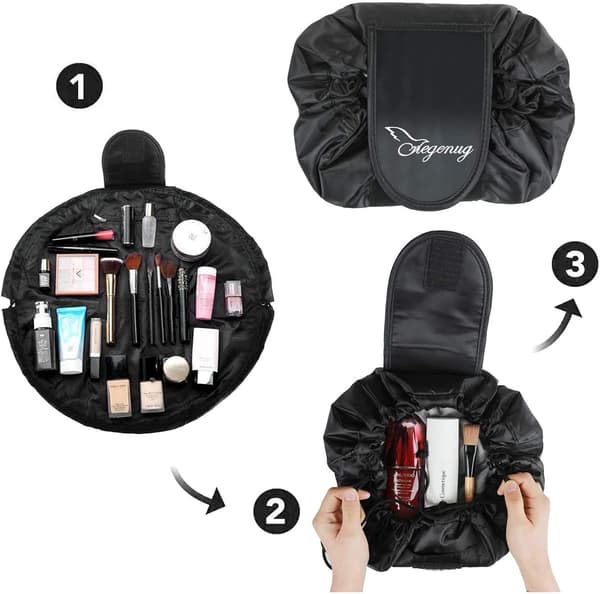 Makeup Taske, Snøredesign Et-Trins Organizer (Sort)