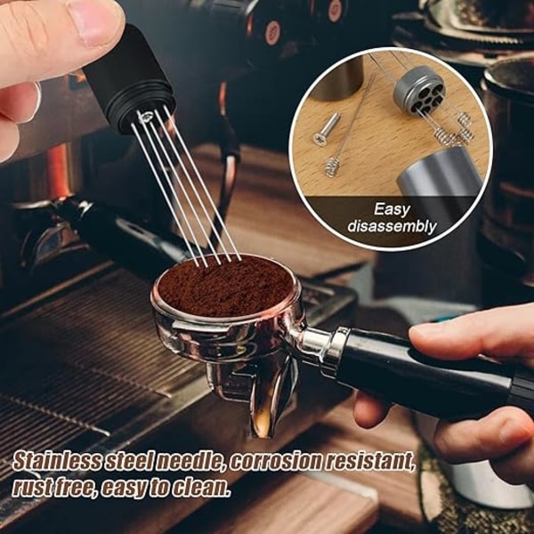 Kaffeomrörare, 5 x 0,4 mm nålar, espressopulverrörare för