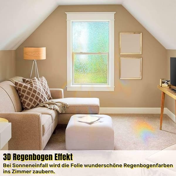 3D vindusfolie (transparent - mosaikk, 45cm*1m) Regnbueeffekt