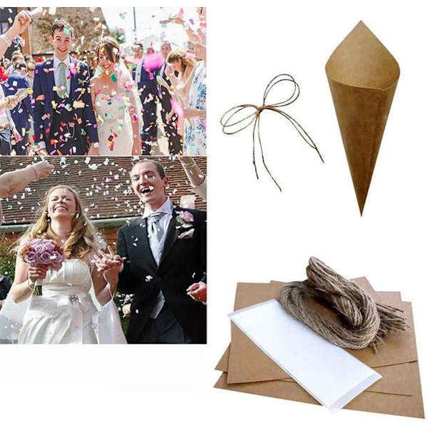 100 kpl Kraft-paperi kartioita hääkonfetti- ja makeisille