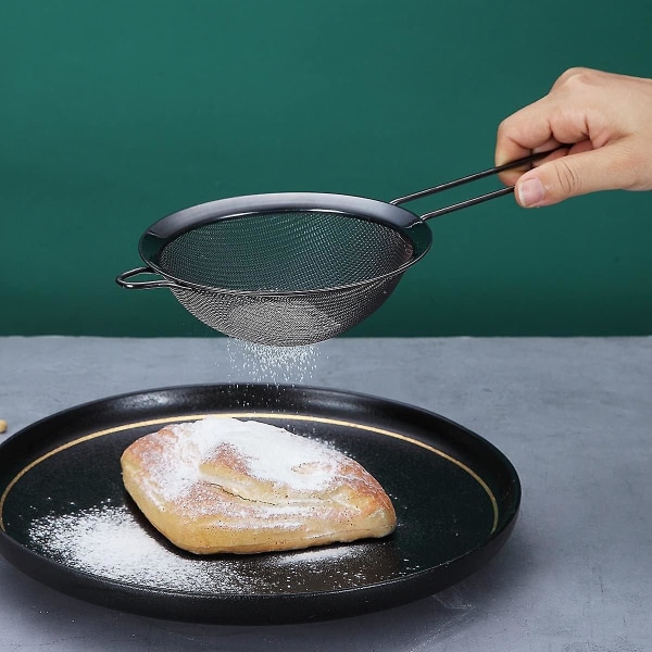 3-delt sæt af fintmasket si, melsigte til bagning, rustfrit stål clander, matcha sort te si, sovsseparator, pasta si colanders