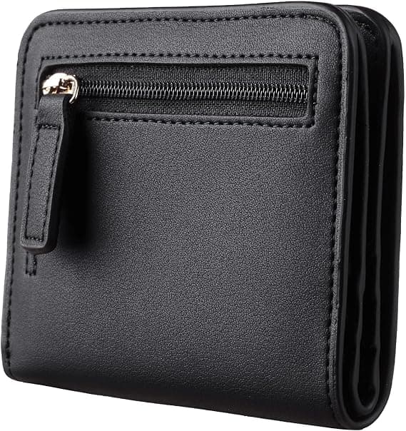 Dames Rfid-blokkerende, kleine, compacte, luxe, leren portemonnee