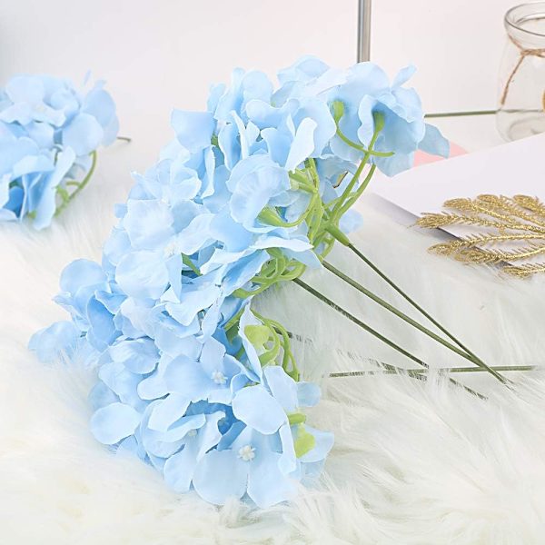 10 stk (Blå) Kunstige Hortensia Blomsterbukett, Enkelt Lang