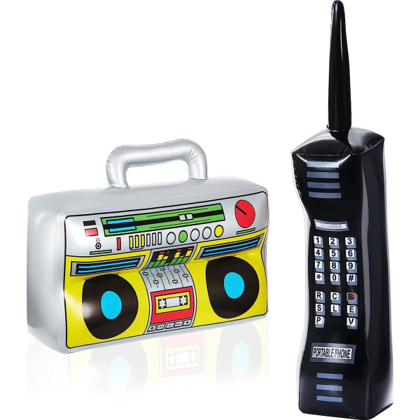2 stk. Radio Boombox Oppblåsbar Mobiltelefon Oppblåsbar Rekvisitter