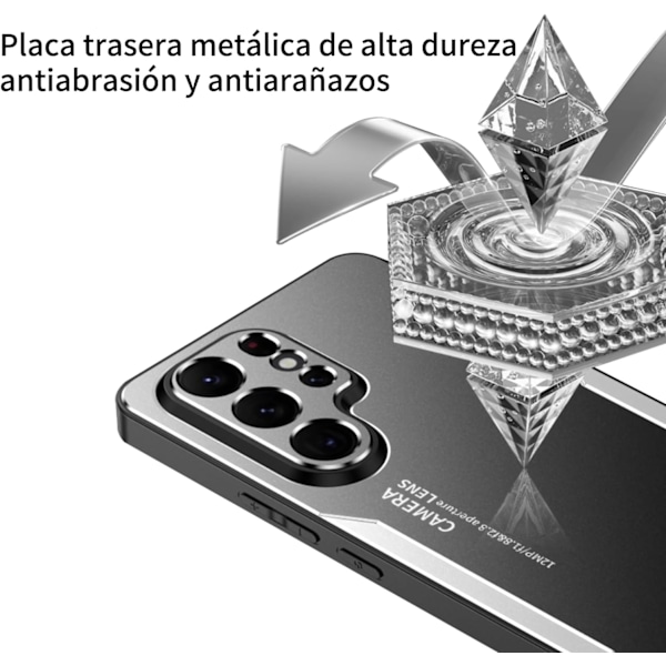 Passar för Samsung S23Ultra Metalliskt mobilfodral, Stötdämpande mobilfodral med kameraskydd