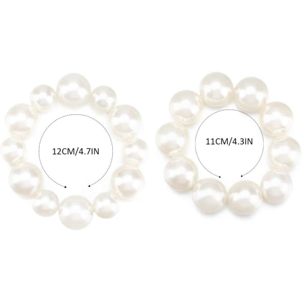 Pearl Hair Scrunchies Elastiske hestehaleholdere Hvide hårbånd