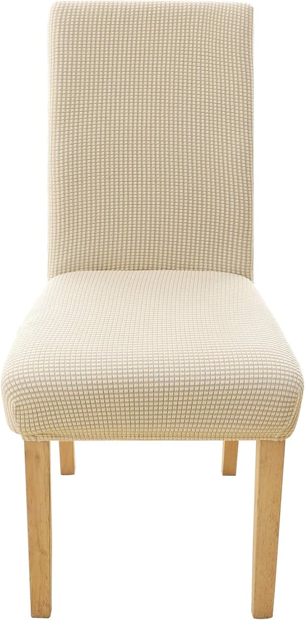 2 stk., (hvit), Jacquard Mikrofiber Stolseter Bryllup Stretch