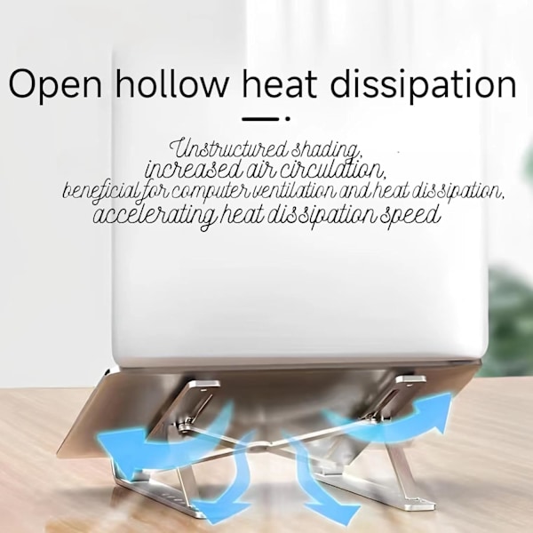 Justerbart Ergonomiskt Hopfällbart Portabelt Skrivbordsställ i Aluminium för HP, Dell 9-17” Laptops, Laptopställ (Silverfärgad)