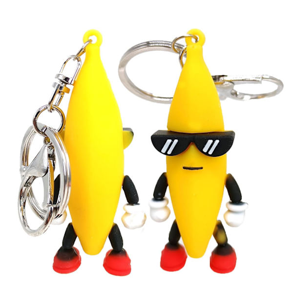 6 bløde gummi banan dukke nøglering vedhæng