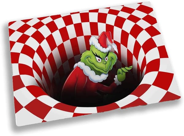 Illusjonsdørmatte, Juledekorasjon Sklisikker Dørmatte, 3D Visuell Illusjon Fluffy Teppe