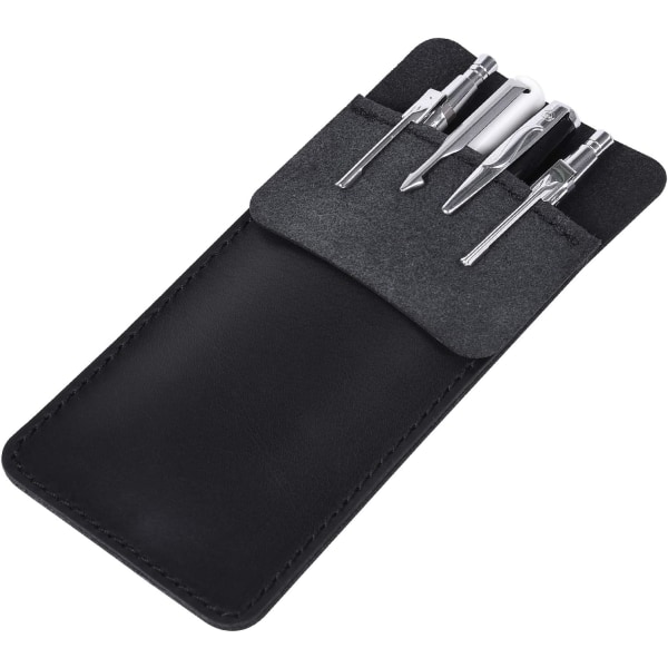 1 sort pen etui, pen taske, læder robust lommebeskyttelse