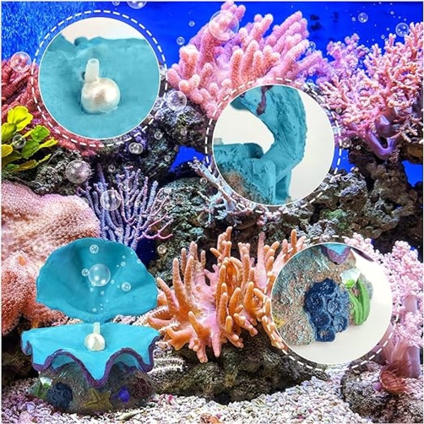 1 Blå Skaller Aquarium Boble Dekorationer Harpiks Fisketank Boble