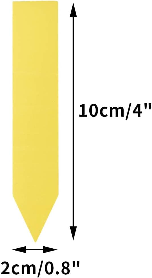100 st plastväxtmärken, 10x2cm gula plastträdgårdsmärken