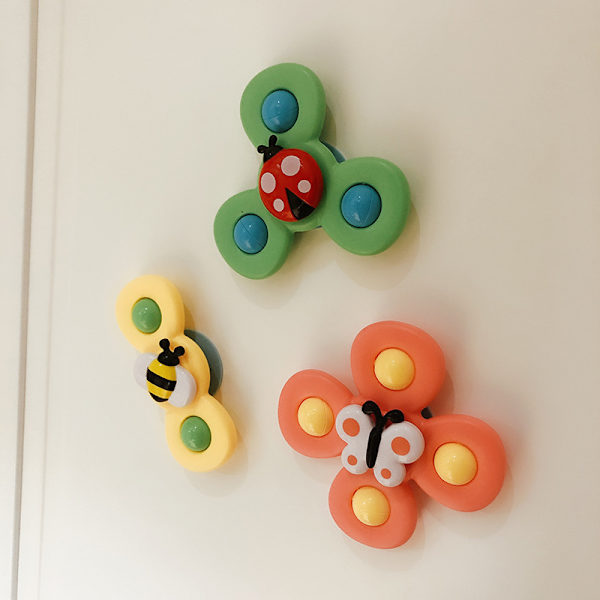 3 st Sugkopps Snurrande Leksaker för 1-3 Åriga Småbarn
