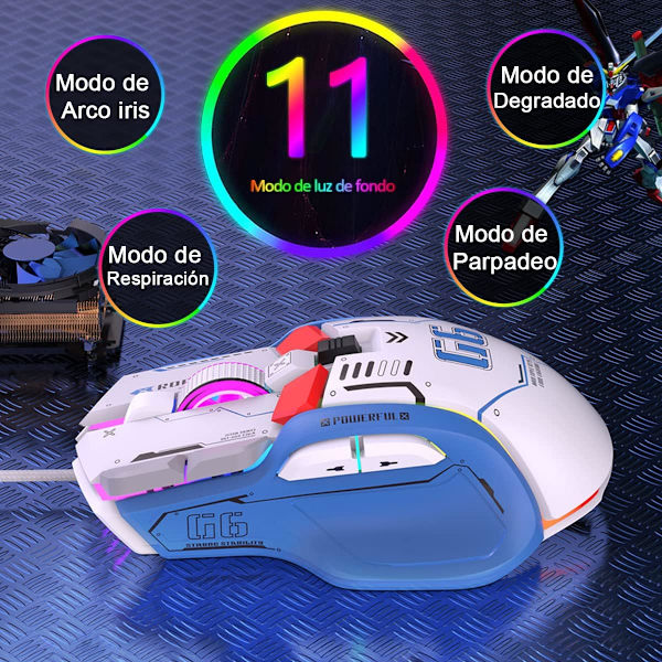 Gaming Mus, EASYTAO Lydløs Ergonomisk Ledningsforbundet Mus, 6 DPI-niveauer (200-12800 DPI), 11 RGB-belysningstilstande, 10 Programmerbare