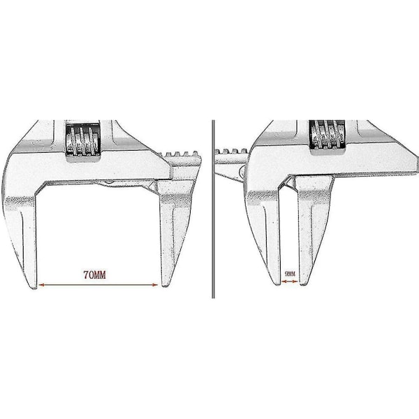 Justerbar skiftenøkkel Stor åpning Bad skiftenøkler Bred kjeve 8-68mm Aluminiumlegering Skiftenøkler Skaft Rørlegger Håndverktøy, Sølv