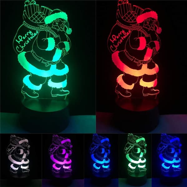 1 stk. 7 Farver 3D Natlampe Bedste Julepynt 3D