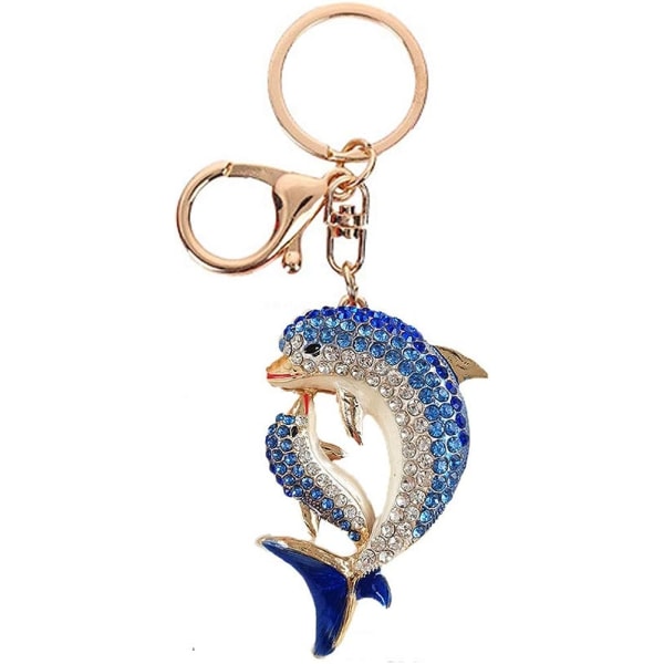 Søde Diamant Delfin Nøgleringe, Dyrevedhæng Ocean Charm Nøglekæder