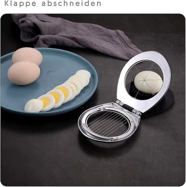 Rustfritt stål eggeskjærer for egg og egg med 2 i 1 holdbare metallskiver