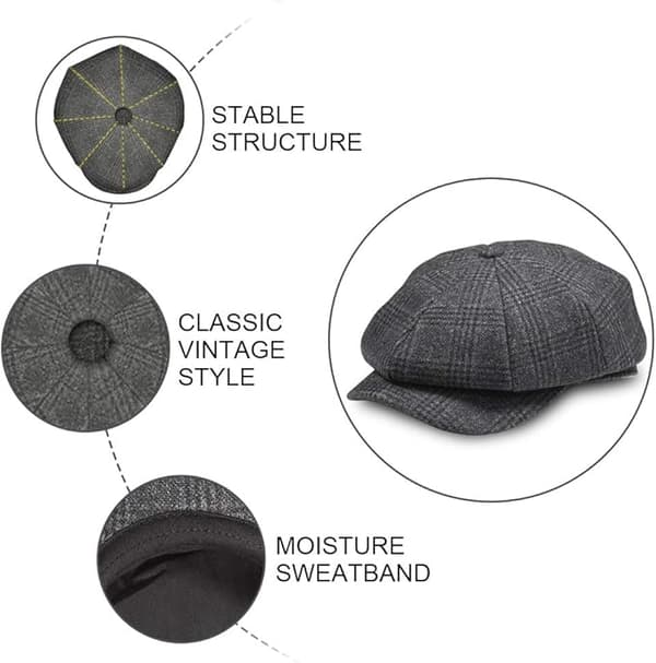Peaked Cap, Herre Flat Cap, Gatsby Flat Cap, Herre Ballon Hat, P
