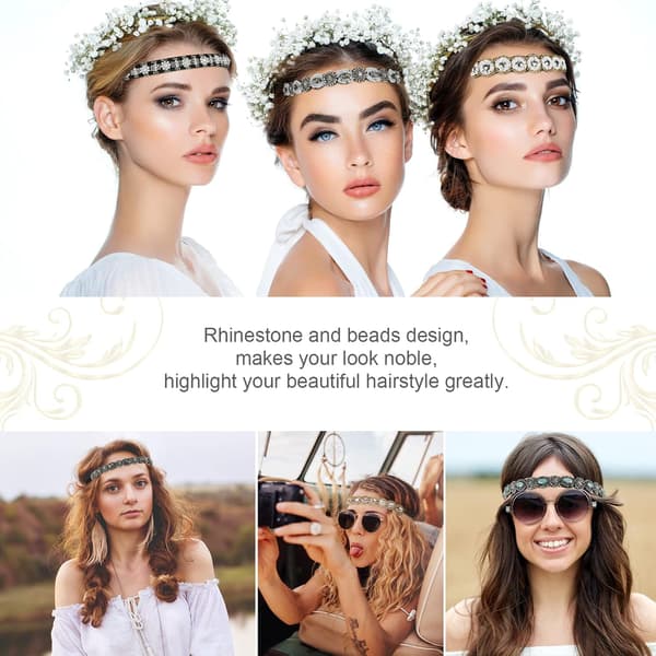6-pack Rhinestone Elastiska Hårband, Bohemia Elastiska Hårband
