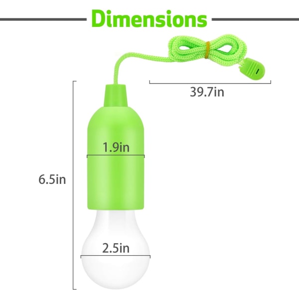 LED-trekkledninglampe, bærbar 5-delt lampe, LED-batterilampe for