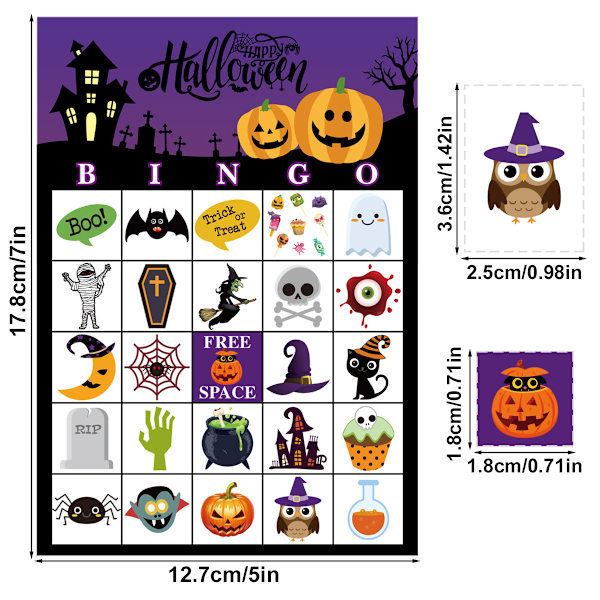 Halloween Bingo Spel Halloween Festspel för Barn 24 Spelare Halloween Bingo Spelkort för Skola Klassrum Familj