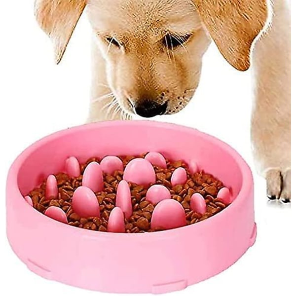 Rosa Slow Feeder Skål för Hundar, Slow Feeding Skål, Anti Glutton Skål för Hund Katt, Främjar Hälsosam Ätning och Långsam Matspjälkning