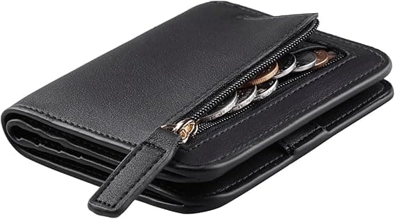 Dames Rfid-blokkerende, kleine, compacte, luxe, leren portemonnee