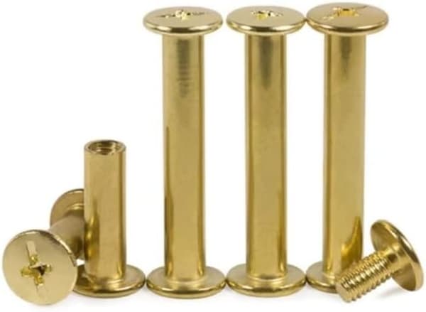 Bindningsskruvar Mässingpläterade Platta Huvudnit M5x25mm (20 st)