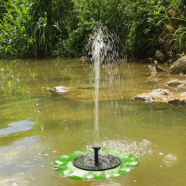 1 Stycke Solcellsdriven Fontänvattenpump Flytande Lotusblad Vattenpump