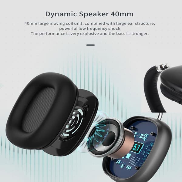 Trådløst Bluetooth-headset, Bluetooth-hovedtelefoner, justerbart trådløst headset til telefon/computer/tablet, sort