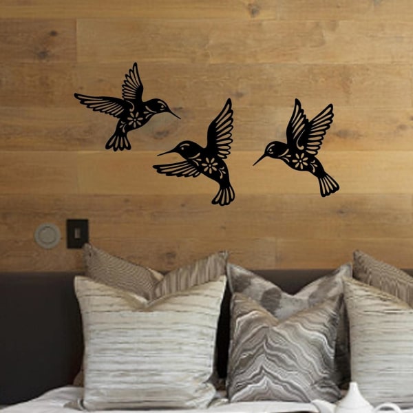 3 delar metallväggkonst - Hummingbird väggdekor - Smidesjärn