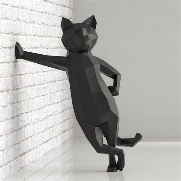 1 stk Håndlavet 3D Geometrisk Origami Kat Figur Papirhåndværk
