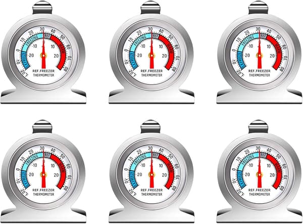 6 stk. Store Dial Rustfrit Stål Temperatur Køleskabstermometer