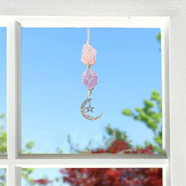 Rose Quartz Amethyst -riipus Crystal Autokoriste Riippuva Autokoriste Parantava Kristalli Tarvikkeet Kristallikivi