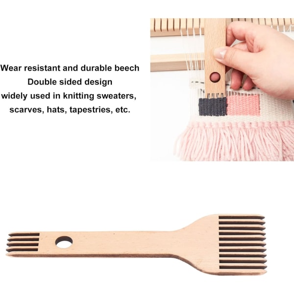 1 stycke trävävstolskam, DIY-vävverktyg, dubbel