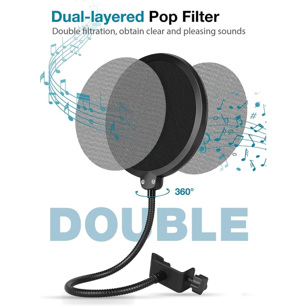 Popfilter för Mikrofoner, Mikrofon Popfilter, Dubbellager