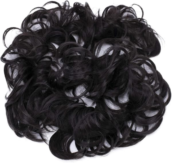 XXL Hårstykke Scrunchie - Få Hår Op i Voluminøs Krøllet Chignon Lys Blond Sort
