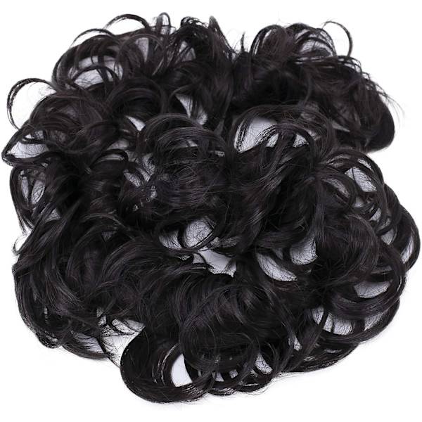 XXL Hårstykke Scrunchie - Voluminøs Krøllete Chignon Lys Blond Svart