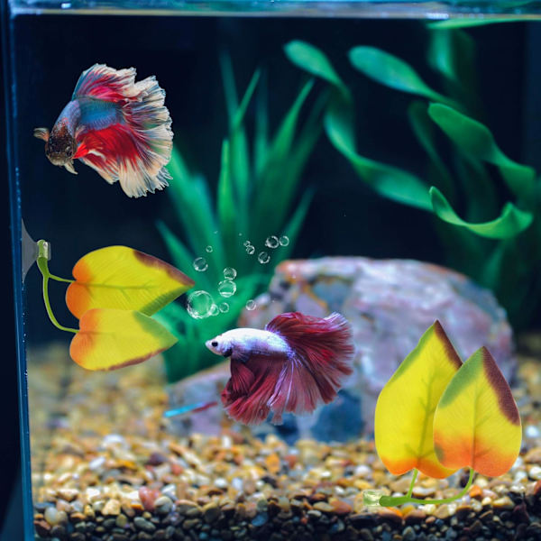 4 stk. Akvarie Dekorationsplanter med Sugkop Betta Blade