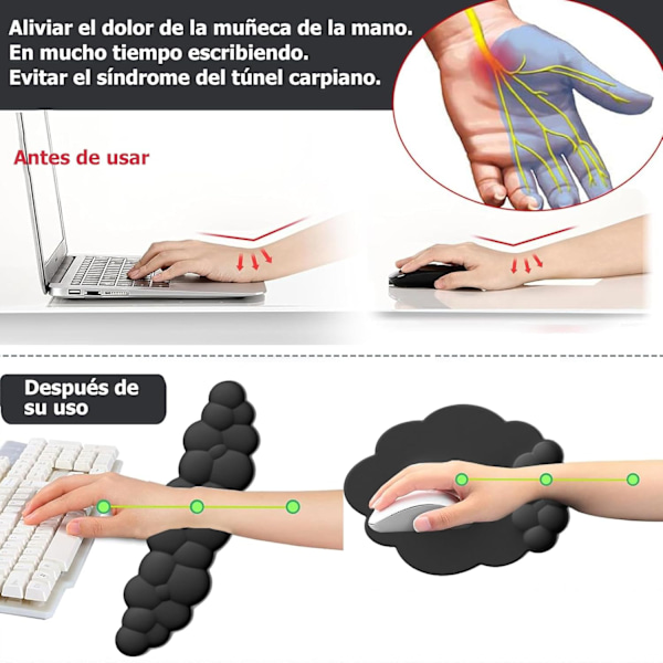 Mus- och tangentbordsunderlägg 3-pack, tangentbordsstödsdyna, ergonomiskt mus- och tangentbordsunderlägg, skum