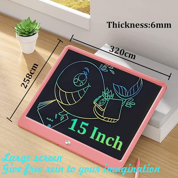 Farverig LCD Skrivetablet, Bærbar Tegnetablet til Børn, 15