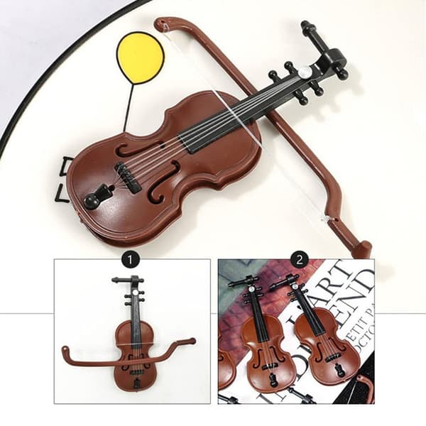 1 stycke träimitation violin dekorativa prydnadsföremål
