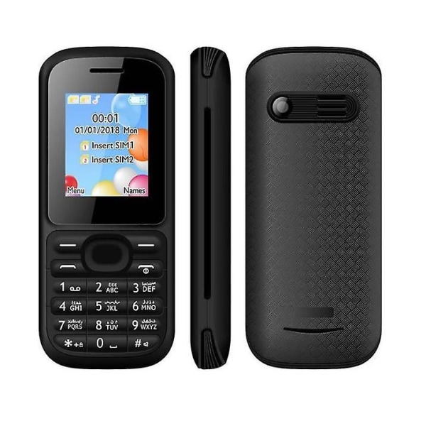 Sort telefon med dobbelt SIM og dobbelt standby til seniorer