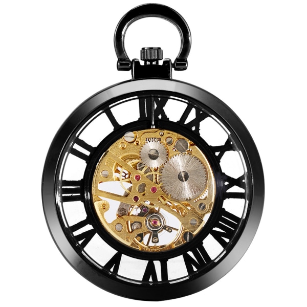 Klassisk Steampunk Lommeur til Mænd Guld Skelet Håndoptræk