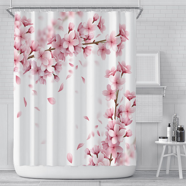 En Set (Körsbärsblommor, 180cm × 180cm) Duschdraperi, Mögelbeständig
