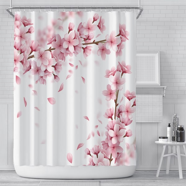 Ett set (körsbärsblommor, 180 cm × 180 cm) duschdraperi, mögel