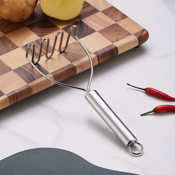 1 stk. Robust Kartoffelmoser i Rustfrit Stål, Fast Greb,